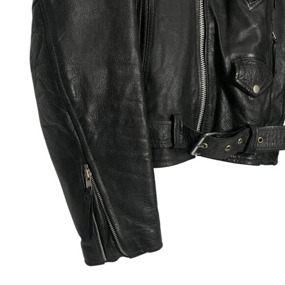 VTG Protech Leather Apparel Heavy Biker Jacket Harley Davidson 1996 Sz 44 Large - Picture 6 of 10